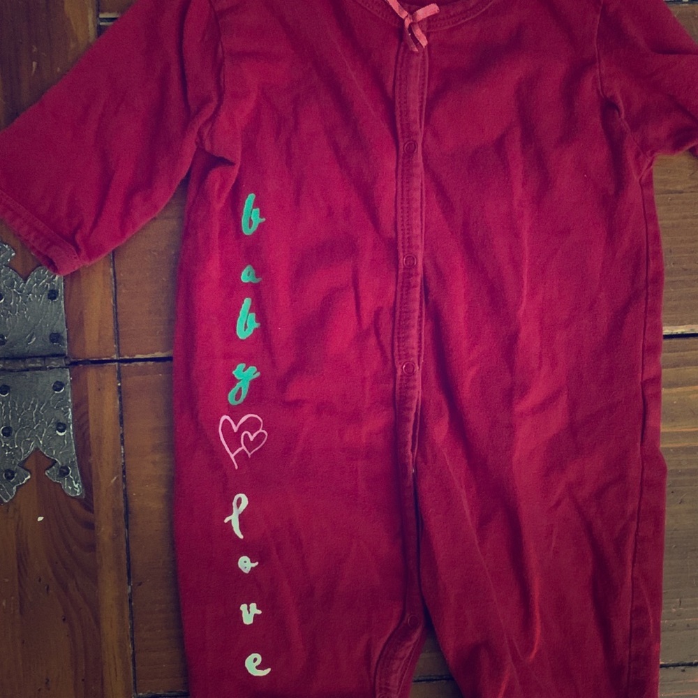 Red One Piece Footies with back pocket